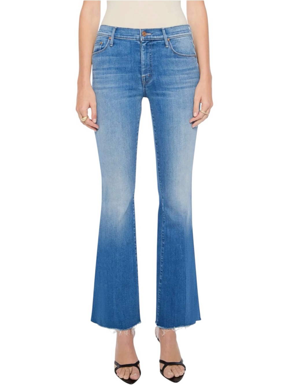 MOTHER The Weekender Fray Hem Flare High Rise Jeans Size 31 Groovy Kind of Love